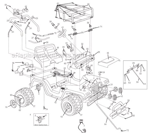 Page A Diagram and Parts List for 75840-9993  Power Wheels Ride-On Cars